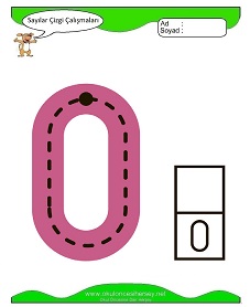 okul öncesi çocuklar için 0 Rakamı Çizgi çalışma sayfaları